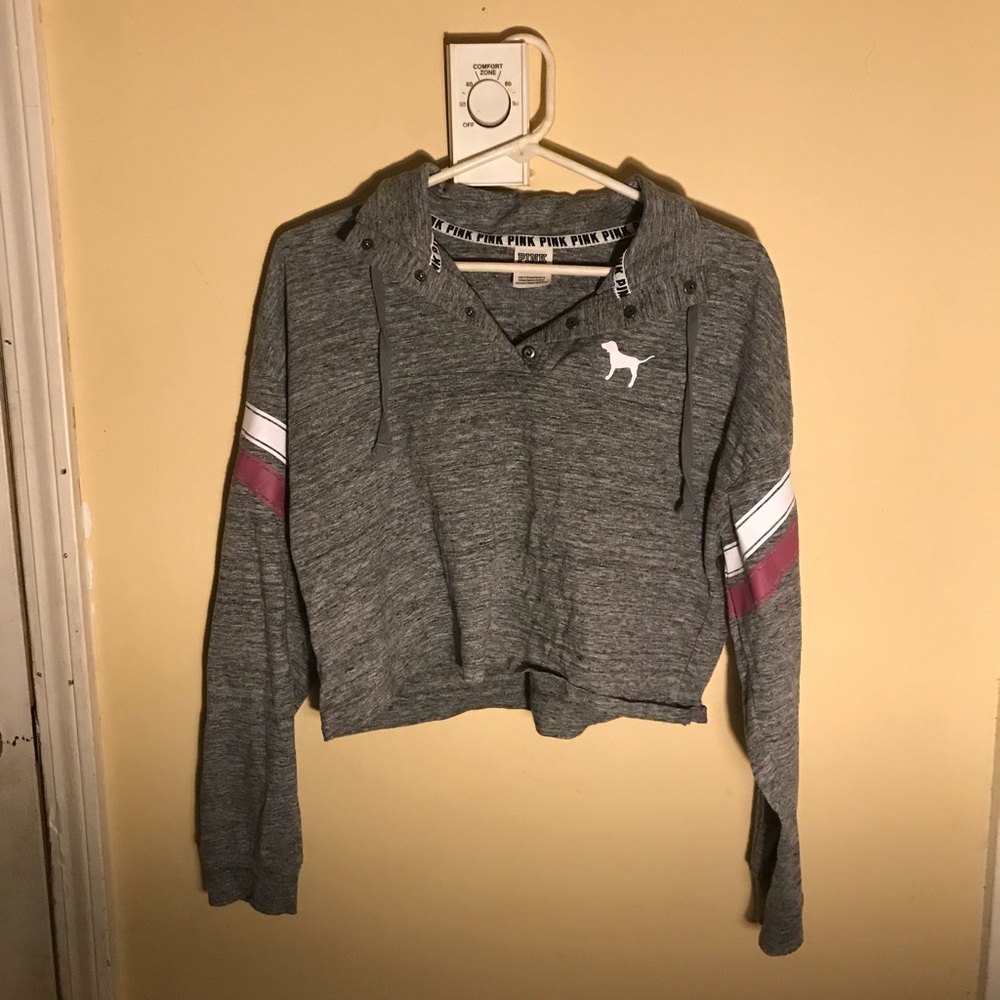 Cropped Quarter Button Up Pink